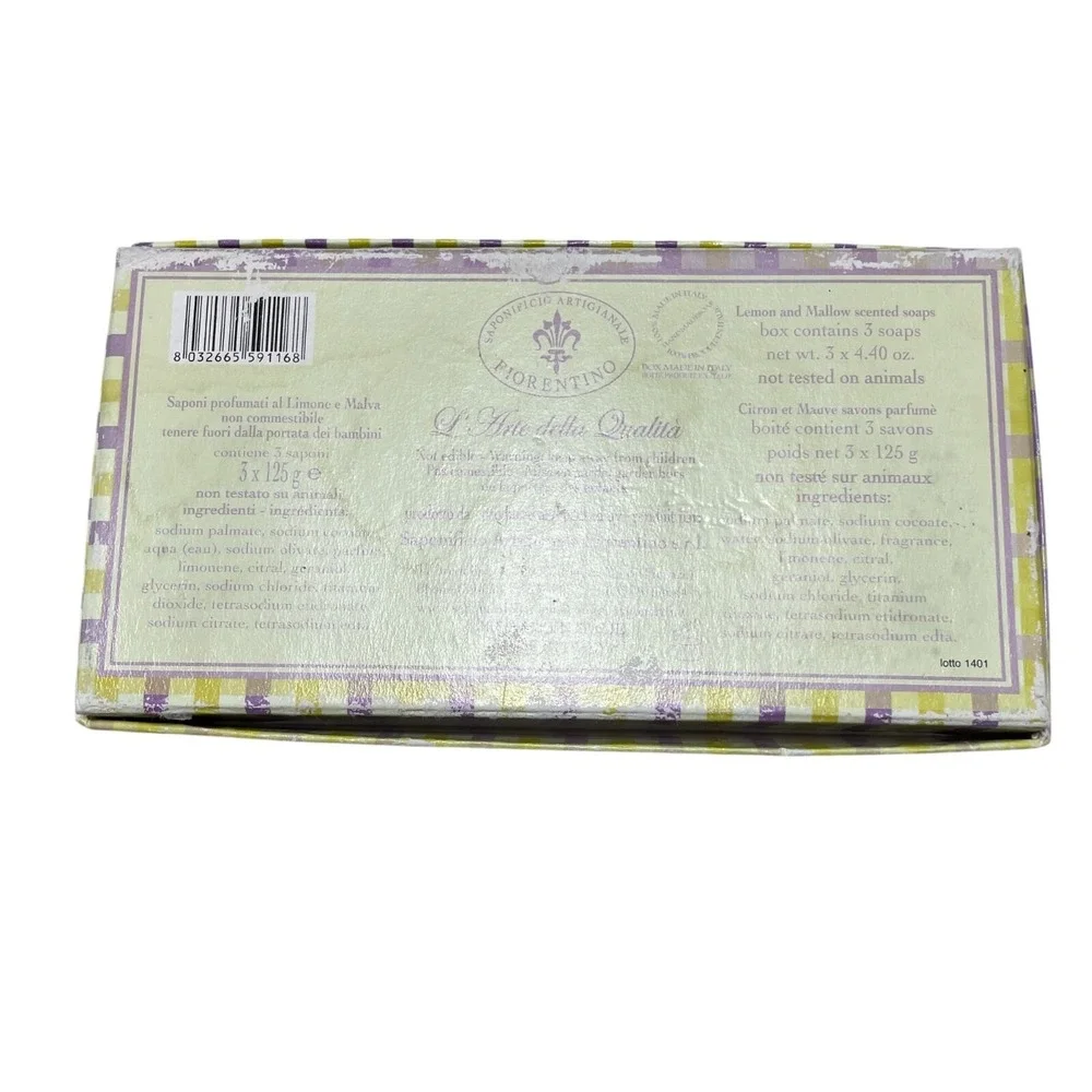 Saponifico Artigianale Fiorentino Lemon and Mallow Soaps NEW Italy
